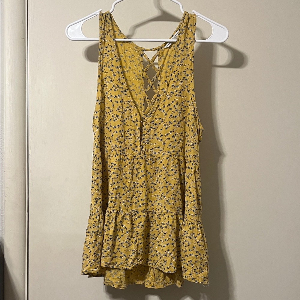 American Eagle Outfitters Yellow Floral Tank Top
